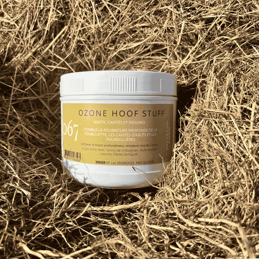 Produits naturels cheval àl'ozone : Ozone hoof Stuff |Mastic cavités et fissures pour sabot de la marque 067